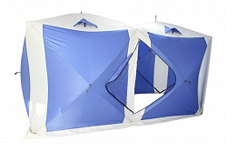 Палатка для зимней рыбалки (200*400*215) двойная, синяя с белым