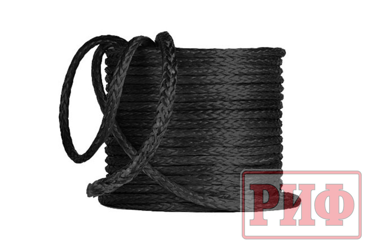 Трос для лебёдки синтетический РИФ 6 мм, черный