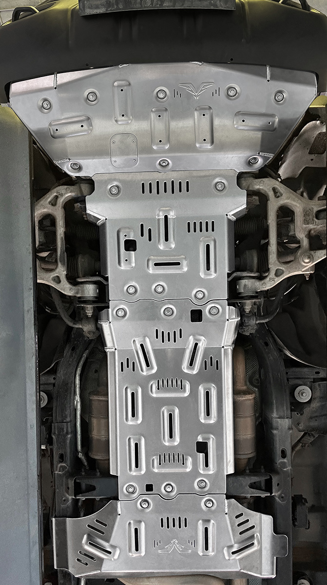 Защита Falcon радиатора, картера, РК, КПП для Dodge RAM 1500 TRX 6.2T бенз., алюм. 8 мм (2 места)