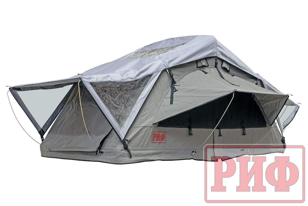 Палатка на крышу автомобиля РИФ Soft RT01-120, тент серый, 400 гр., 120х120х30 см,