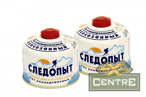Баллон газовый резьбовой СЛЕДОПЫТ 230 гр., всесезонный, комплект 2 шт.