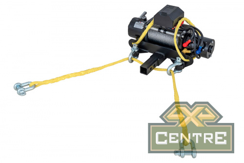 Лебёдка переносная РИФ 9000U c квадратом для фаркопа, стальной трос (облегченная)