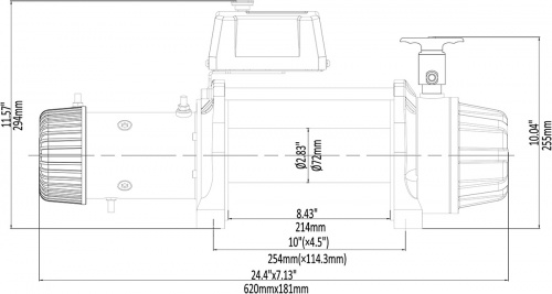 Лебёдка автомобильная электрическая 12V Runva 9500 lbs 4350 кг влагозащищенная, комбинированный росп