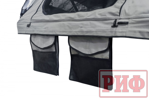 Палатка на крышу автомобиля РИФ Soft RT02-160 PRO, тент серый, 400 гр., 160х(240+70)х115 см
