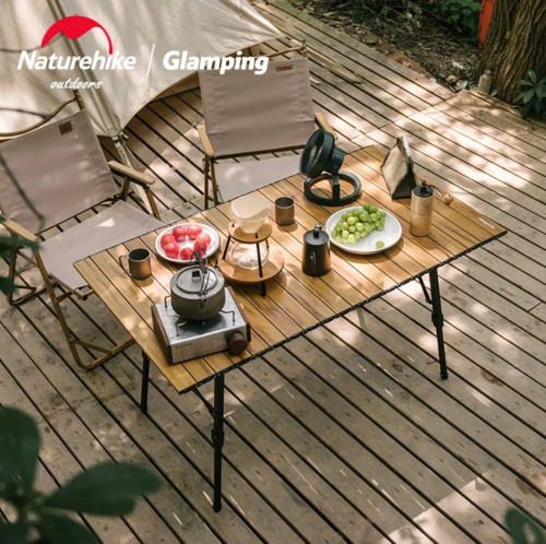 Стол туристический Naturehike складной, 121.5х68х65 см,с телескопическими ножками, светло-коричневый