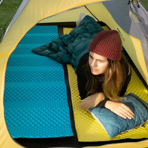 Коврик туристический Naturehike 187х56х2,5 см. IXPE, голубой, с утяжками