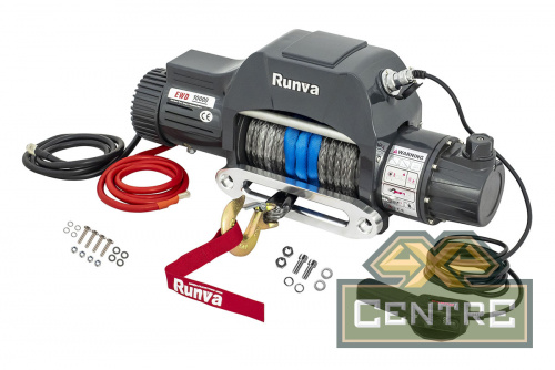 Лебёдка электрическая двухскоростная 12V Runva 10000 lbs 4500 кг (синтетический трос)