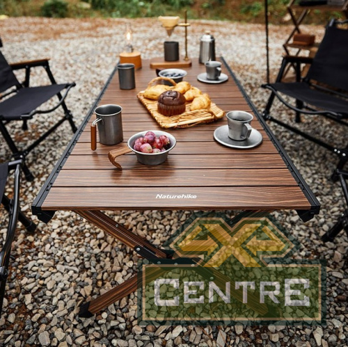 Стол туристический Naturehike складной, 90х60х45 см,с Х-образными ножками, коричневый