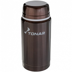 Термос ТОНАР 750 мл. коричневый, широкое горло (ложка в комплекте)