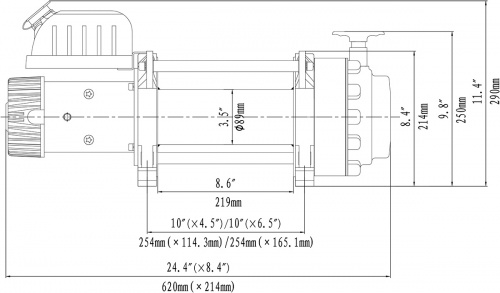 Лебёдка электрическая (индустр.) 12V Runva 17500 lbs 7960 кг синтетический трос