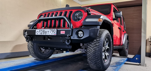 Бампер РИФ силовой передний Jeep Wrangler JL 2018+ под доп. фары и центральной защитной дугой