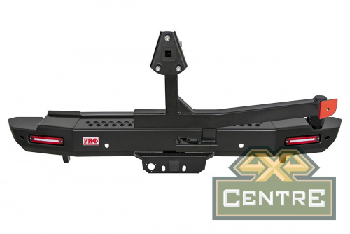 Бампер РИФ силовой задний Toyota Land Cruiser 200 2007-2012 с квадратом под фаркоп, калиткой, фонаря