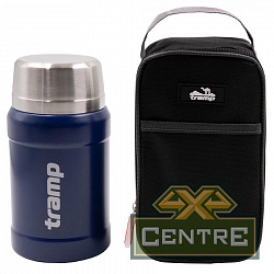 Термос TRAMP с широким горлом 0,8 л с сумкой (Синий)