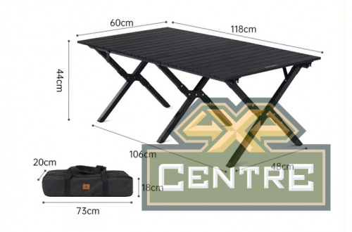 Стол туристический Naturehike складной, 118х60х44 см,с Х-образными ножками, черный