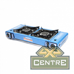 Плита газовая портативная СЛЕДОПЫТ- ULTRAMAX, двойная, керамическая, с переходником