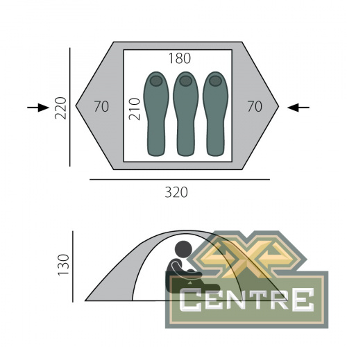 Палатка Point 3 BTrace (Зеленый/Бежевый)