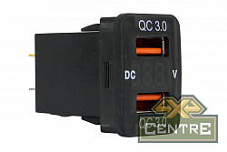 Розетка USB 2 QC 3.0 с вольтметром для Toyota 32x20