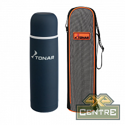 Термос ТОНАР 1000 мл. с ситечком, синий, в чехле