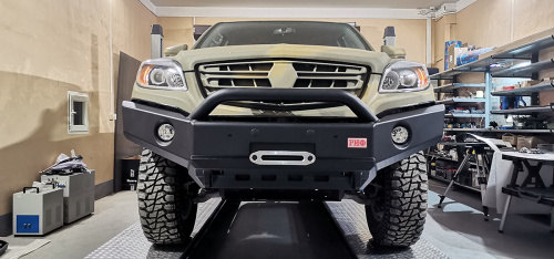 Бампер РИФ силовой передний JAC T6, SOLLERS ST6 под штатные фары, с центральной защитной дугой, стан