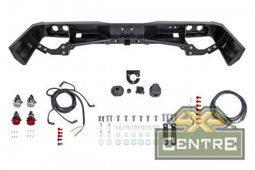 Бампер РИФ силовой задний Toyota Land Cruiser 76 2007+ с квадратом под фаркоп и фонарями стандарт