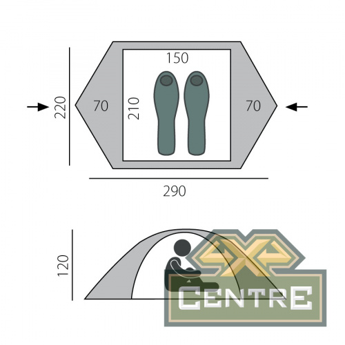 Палатка Point 2+ BTrace (Зеленый/Бежевый)