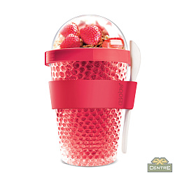 Контейнер для перекусов с гелем-хладагентом и отделением для топпинга, 386 мл, красный