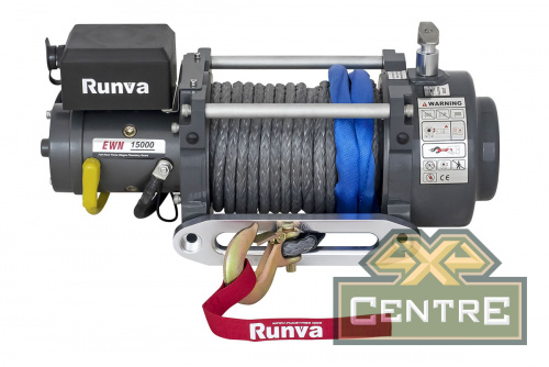 Лебёдка электрическая (индустр.) 24V Runva 15000 lbs 6800 кг синтетический трос