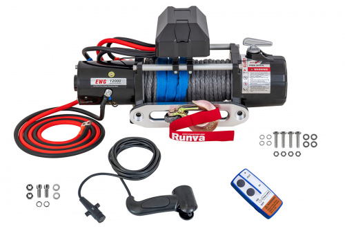 Лебёдка электрическая 12V Magnum 12000 lbs 5700 кг  (синтетический трос)