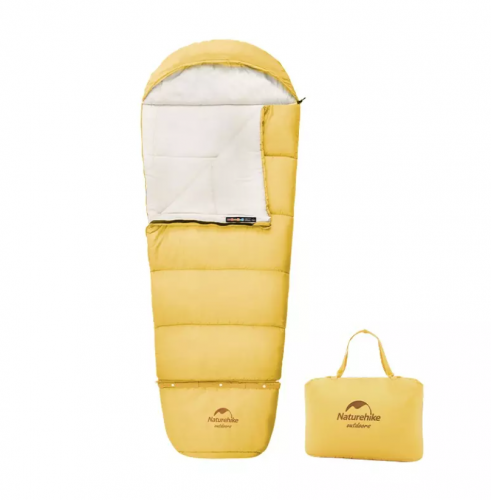 Мешок спальный Naturehike Child C180, 190х75 см, (правый) (ТК: +12°C), Желтый