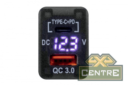 Розетка USB Type C, QC 3.0 с вольтметром для Toyota 32x20