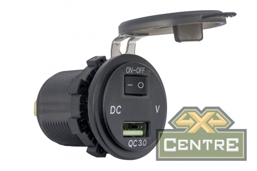Розетка USB QC 3.0 с вольтметром,  34x37х54