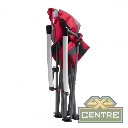 Кресло NISUS складное, алюминиевые подлокотники (серый/красный)