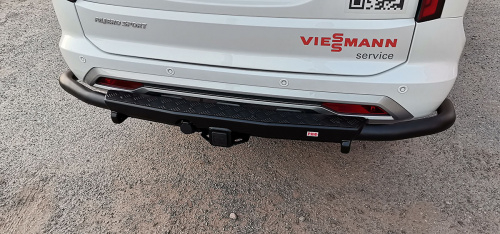 Бампер РИФ задний силовой/защита штатного бампера Mitsubishi Pajero Sport 2021+ c квадратом под фарк