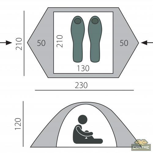 Палатка Malm 2+ BTrace (Зеленый/Бежевый)