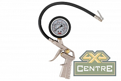 Пистолет для подкачки колес виброустойчивый (серебр.) с манометром РИФ от 0 до 7 атм.