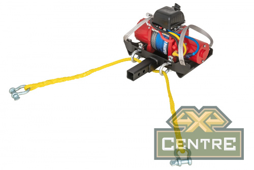 Лебёдка переносная РИФ 9.5XS c квадратом для фаркопа, корот. барабан, синт. трос (облегченная)