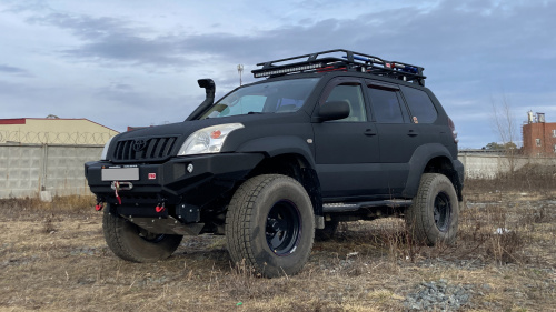Бампер РИФ силовой передний Toyota Land Cruiser Prado 120 c доп. фарами и защитой бачка омывателя