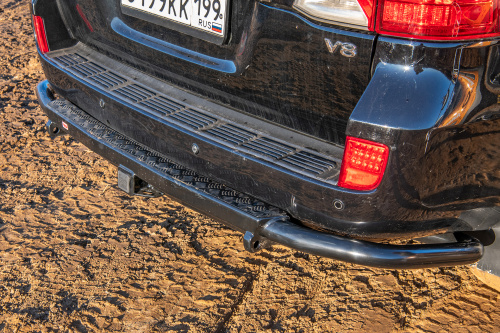 Бампер задний силовой/защита штатного бампера РИФ Toyota Land Cruiser 200 2007-2015 c квадратом под
