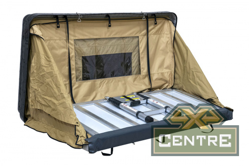 Палатка на крышу автомобиля РИФ Hard RT03-140, корпус черный, тент песочный