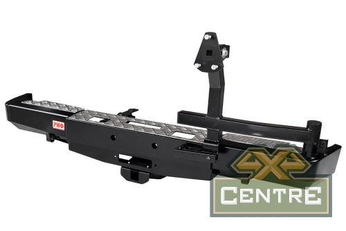 Бампер РИФ задний для ГАЗ Соболь с площадкой под лебёдку, квадратом под фаркоп и калиткой, лифт 50 мм