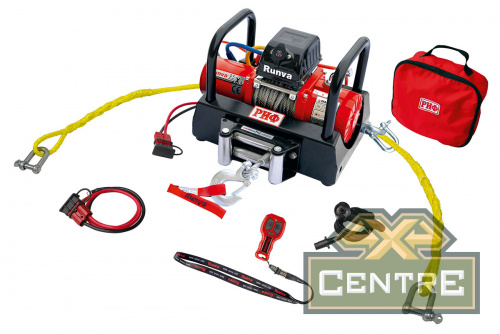 Лебёдка переносная РИФ 9.5XS c площадкой на цепях и проводами (в сборе) корот. барабан, стальн. Трос