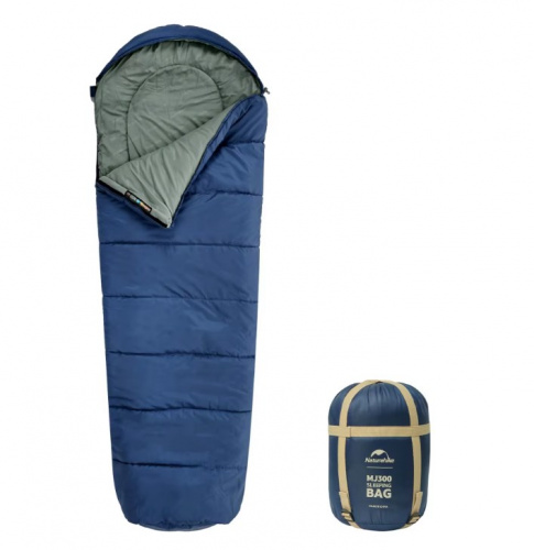 Мешок спальный Naturehike Mummy MJ300, 205х75 см, (левый) (ТК: +4C), синий