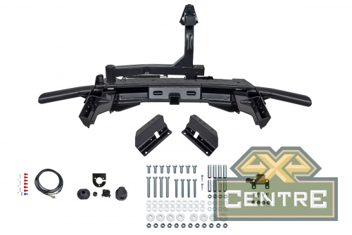 Бампер РИФ силовой задний Renault Duster 2021+ c квадратом под фаркоп, калиткой и подсветкой номера
