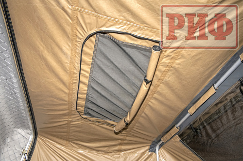 Палатка на крышу автомобиля РИФ Hard RT03-140, корпус черный, тент песочный