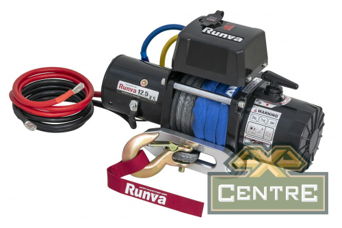 Лебёдка электрическая 12V Runva 12500 lbs 5670 кг короткий барабан (синтетический трос)