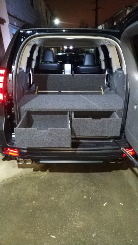 Органайзер для Toyota Land Cruiser Prado 150 (2 выдв.ящика+спальник) дорестайлинг