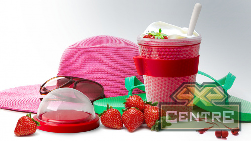 Контейнер для перекусов с гелем-хладагентом и отделением для топпинга, 386 мл, красный