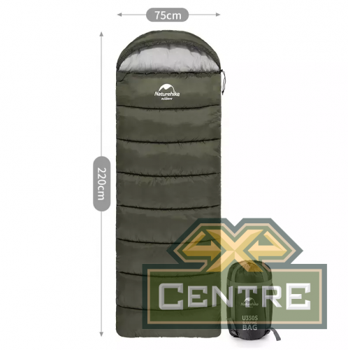 Мешок спальный Naturehike U350S, (190х30)х75 см, (правый) (ТК: -3°C), темно-зеленый