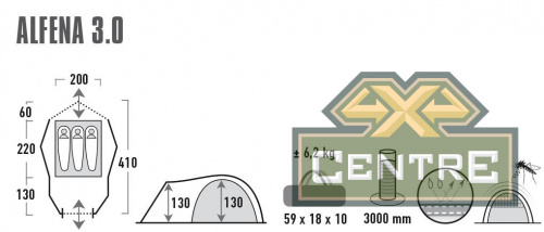 Палатка High Peak Alfena 3 nimbus grey, 410x200x130 (Серый)