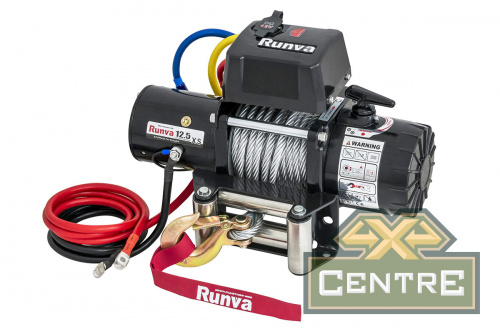 Лебёдка электрическая 12V Runva 12500 lbs 5670 кг короткий барабан (стальной трос)
